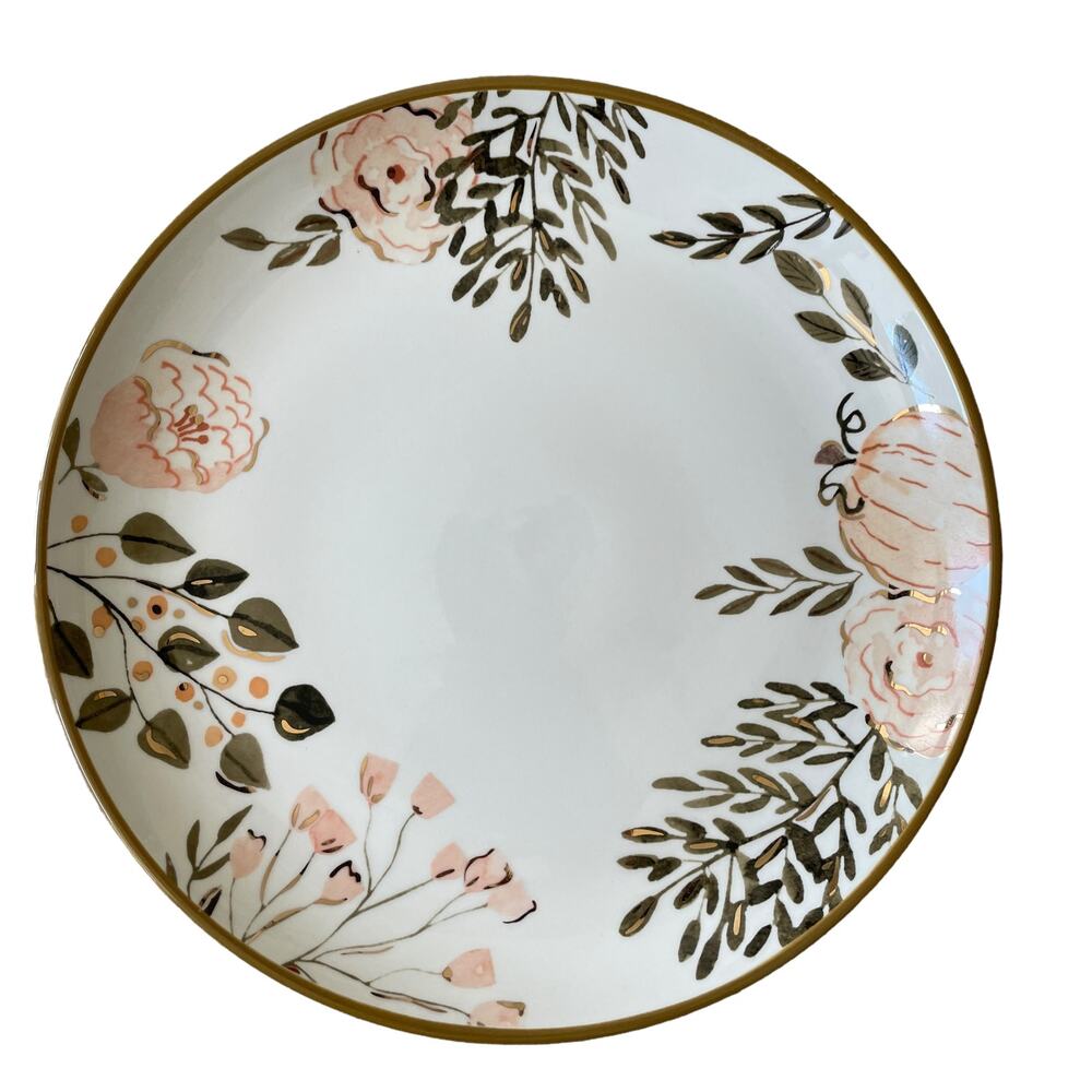 POTTER'S STUDIO Fall Pumpkin Floral 11in Ceramic Dinner Plates Set of 4 NEW